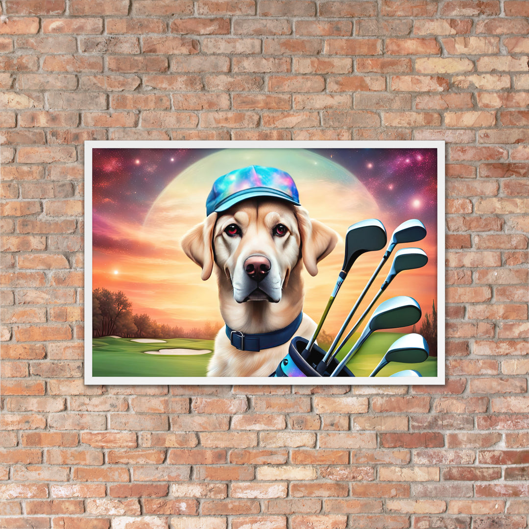 Framed matte paper poster-Labrador Retriever Golfer V13