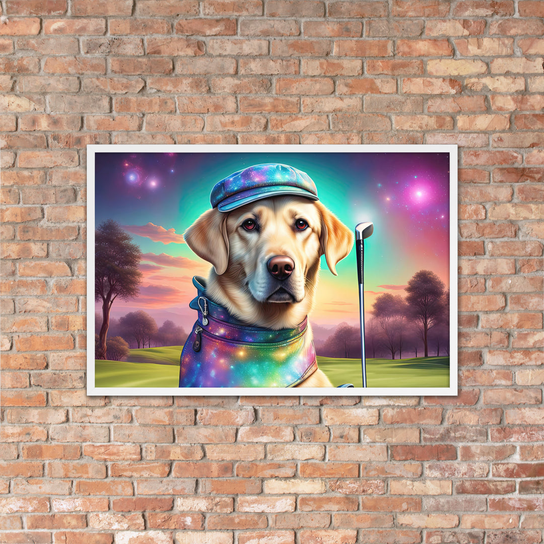 Framed matte paper poster-Labrador Retriever Golfer V21