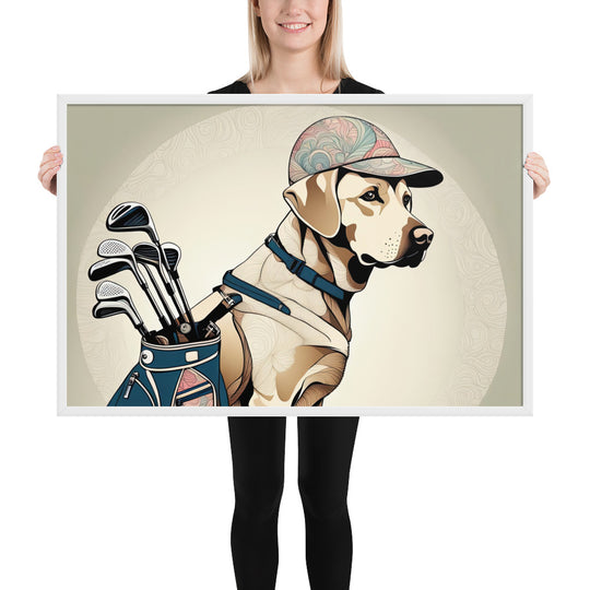 Framed matte paper poster-Labrador Retriever Golfer