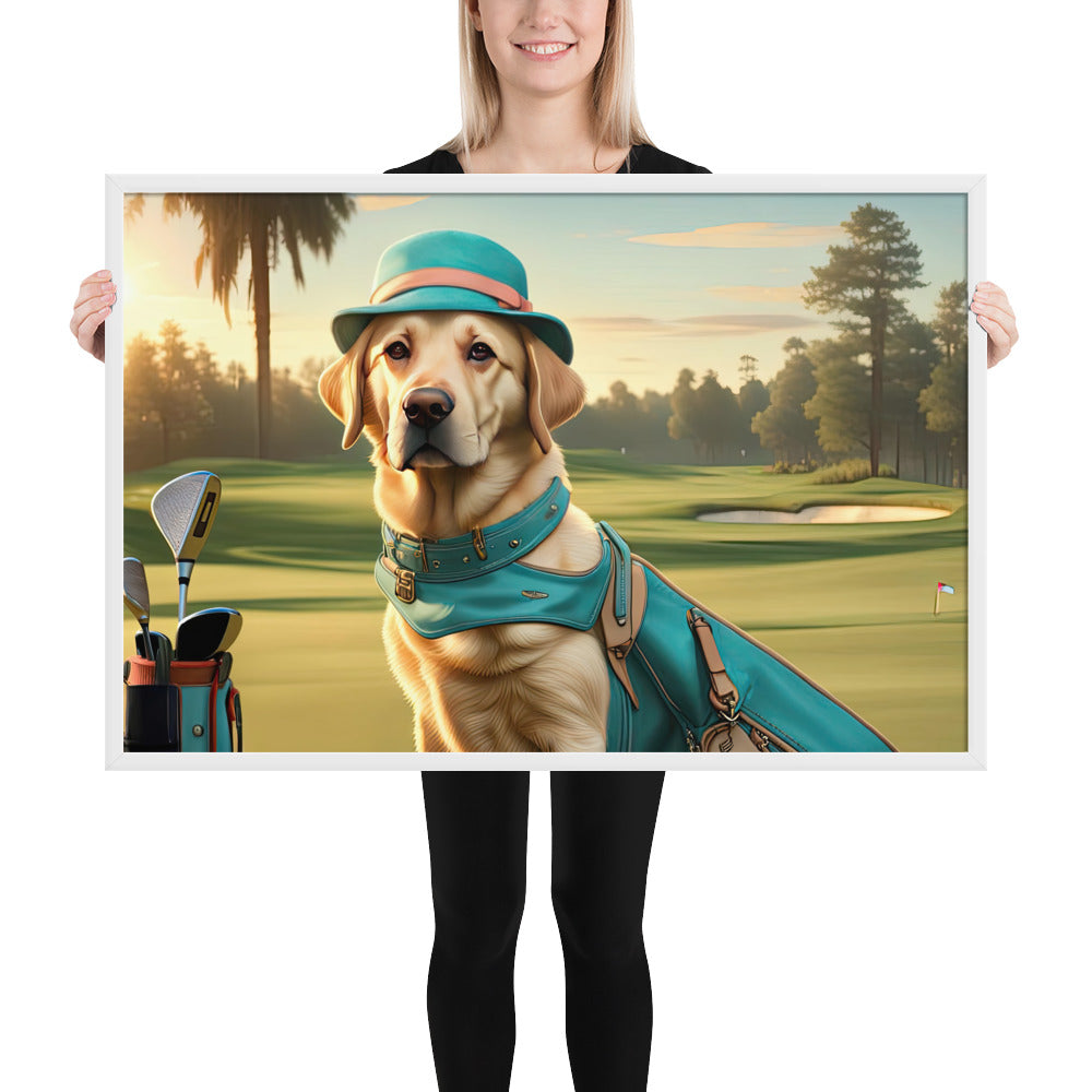 Framed matte paper poster-Labrador Retriever Golfer V12