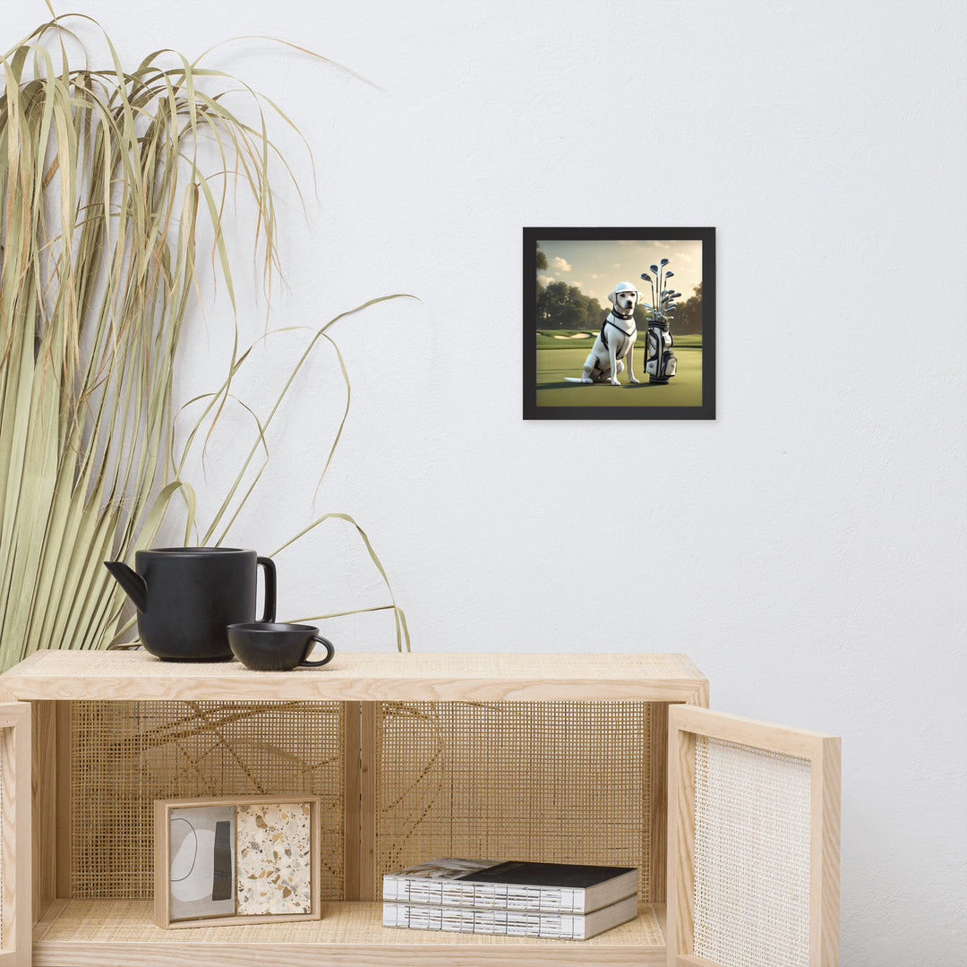 Framed poster-Labrador Retriever Golfer V6