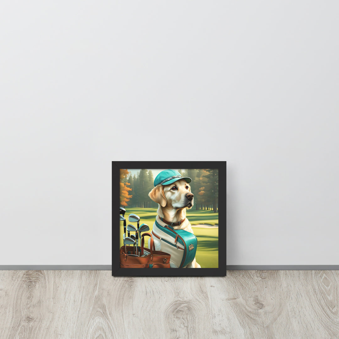 Framed poster-Labrador Retriever Golfer V10