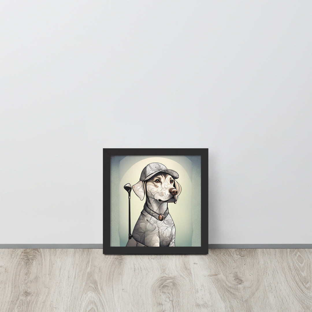 Framed poster-Labrador Retriever Golfer V22