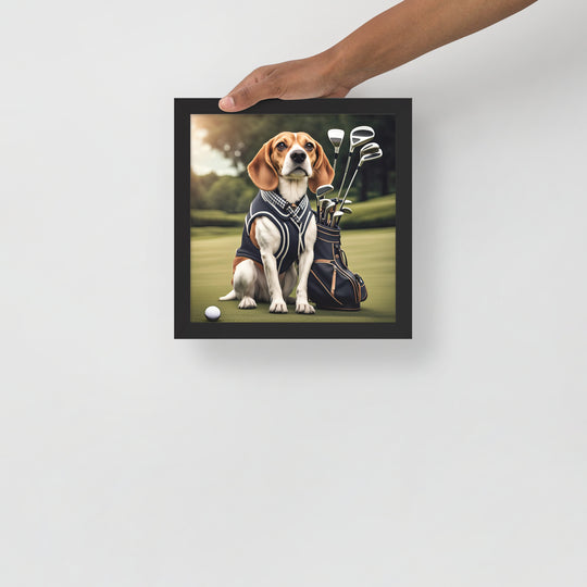 Beagle Golfer- Framed poster