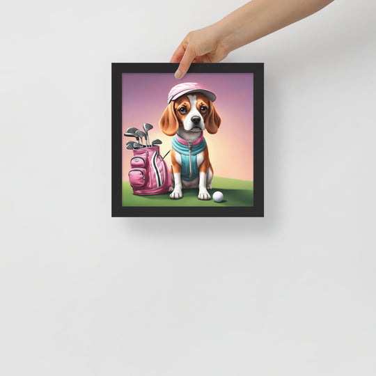 Beagle Golfer- Framed poster v3