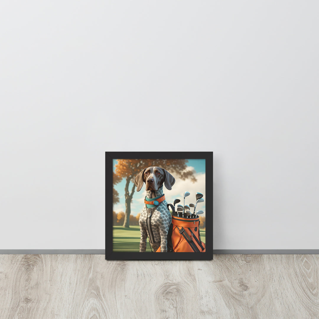 German Shorthaired Pointer Golfer- Framed poster