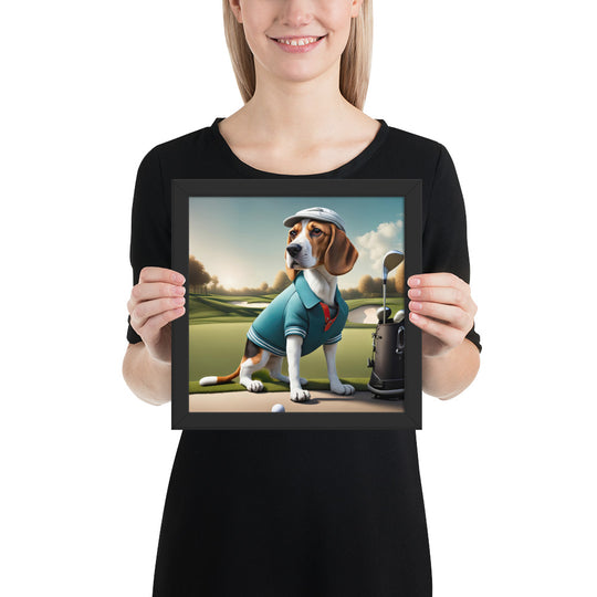 Beagle Golfer- Framed poster v2