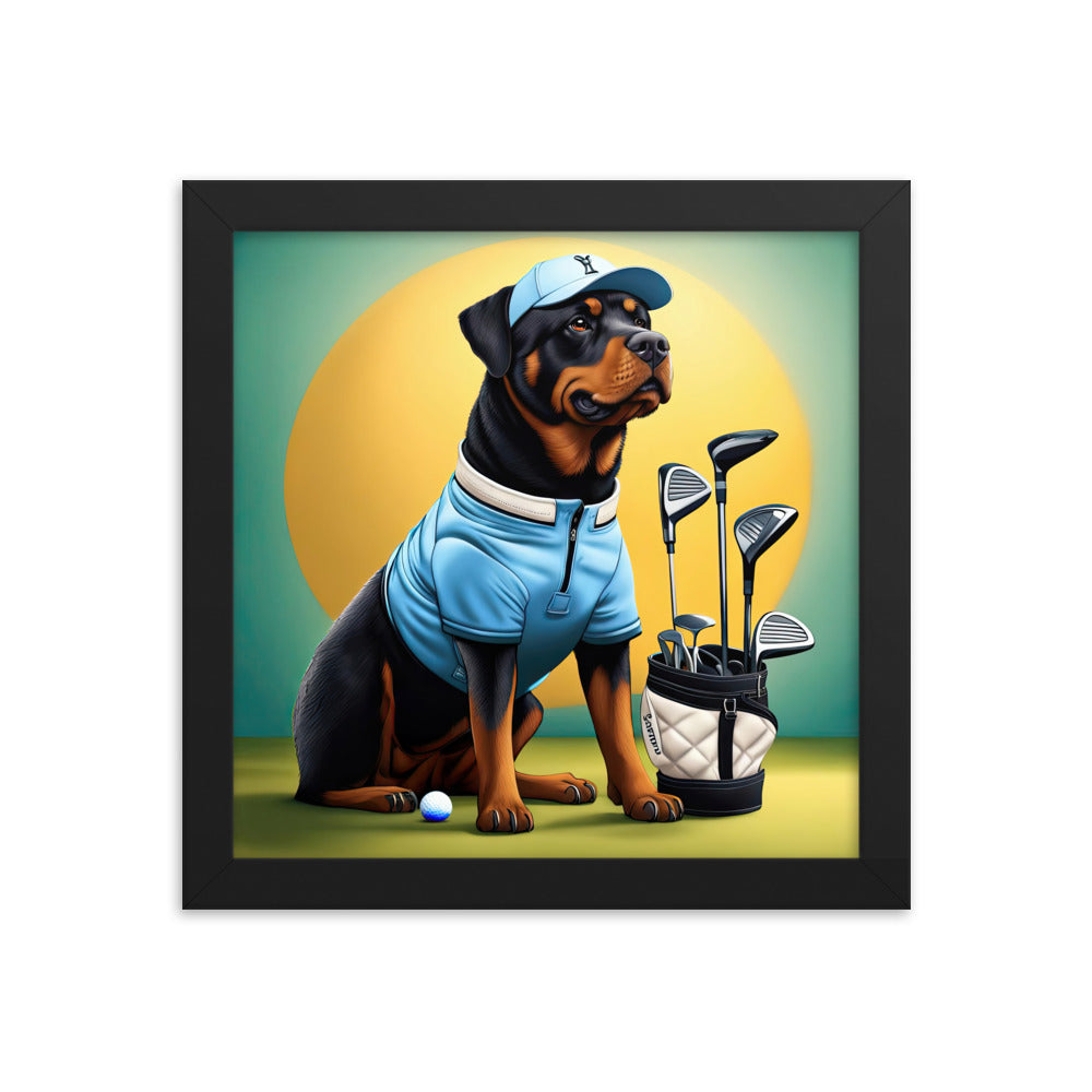 Rottweiler Golfer- Framed poster v2