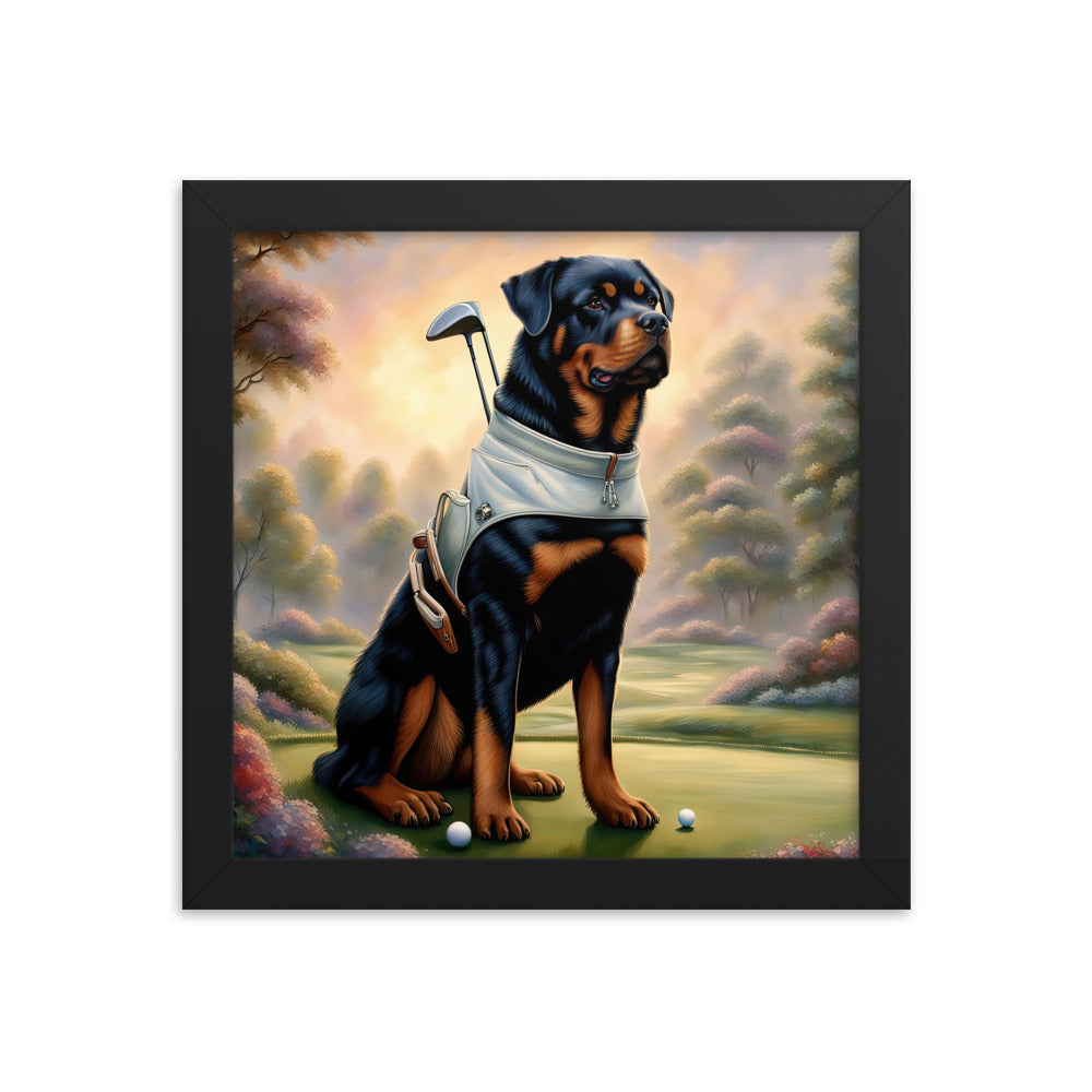 Rottweiler Golfer- Framed poster v3