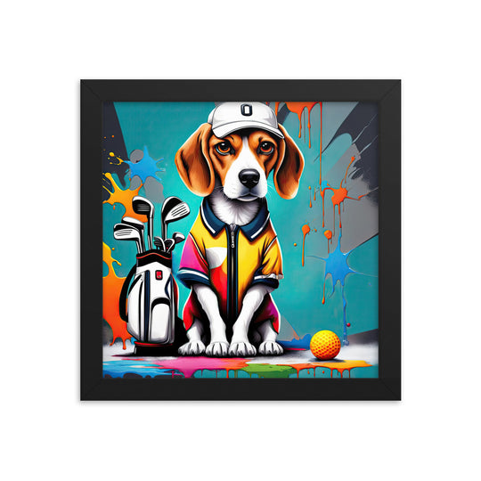 Beagle Golfer- Framed poster v4