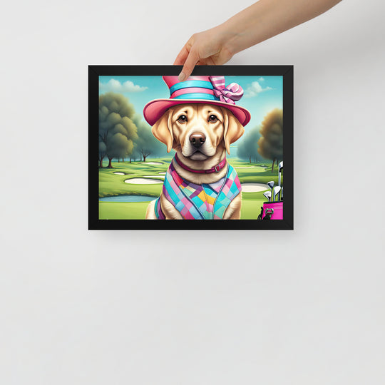 Framed poster-Labrador Retriever Golfer V9