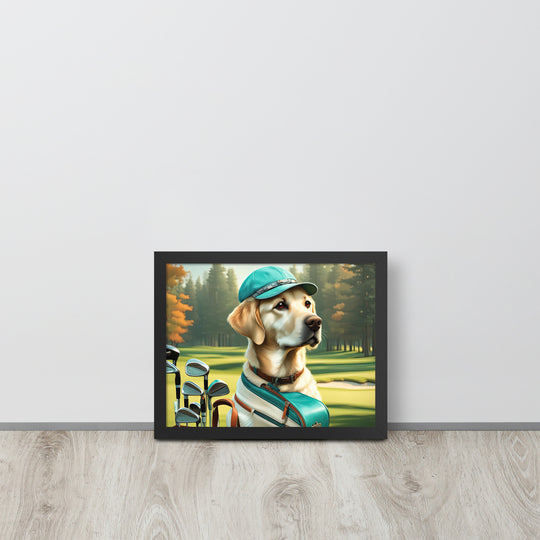 Framed poster-Labrador Retriever Golfer V10