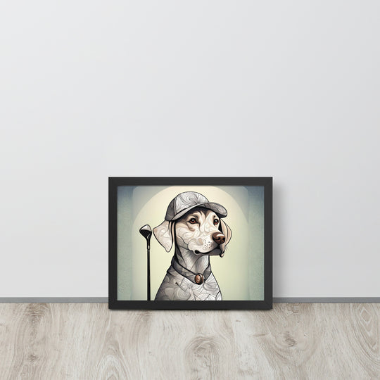 Framed poster-Labrador Retriever Golfer V22