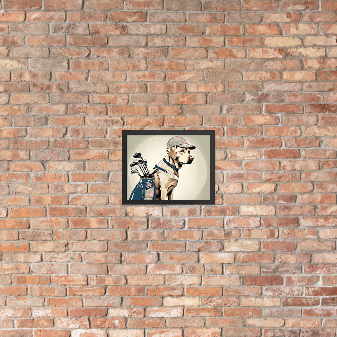 Framed poster-Labrador Retriever Golfer