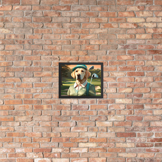 Framed poster-Labrador Retriever Golfer V14