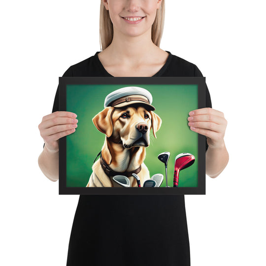 Framed poster-Labrador Retriever Golfer V3