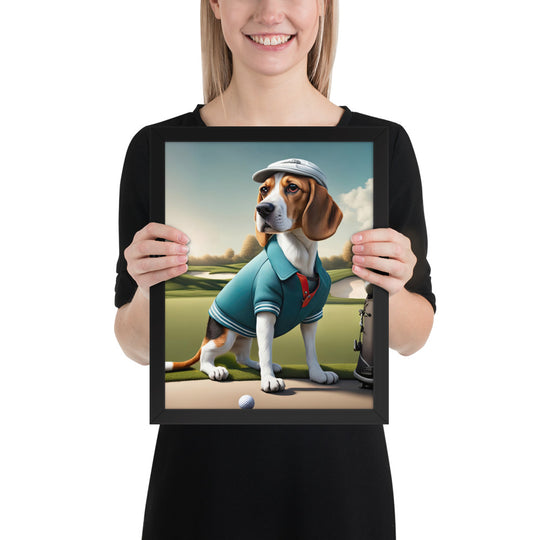 Beagle Golfer- Framed poster v2