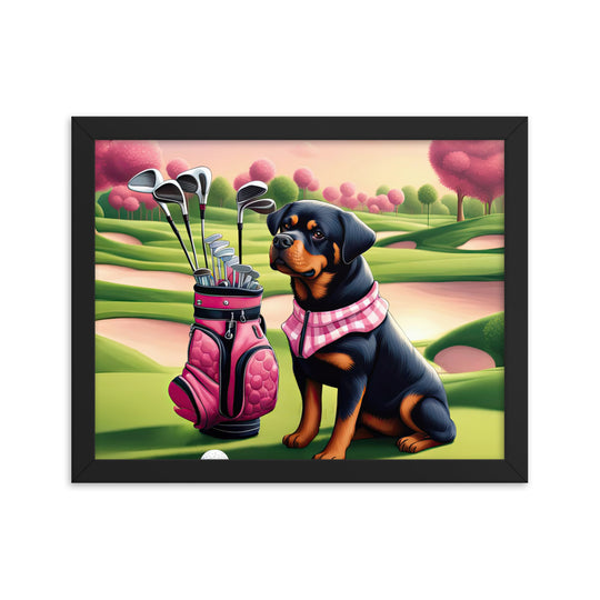 Rottweiler Golfer- Framed poster