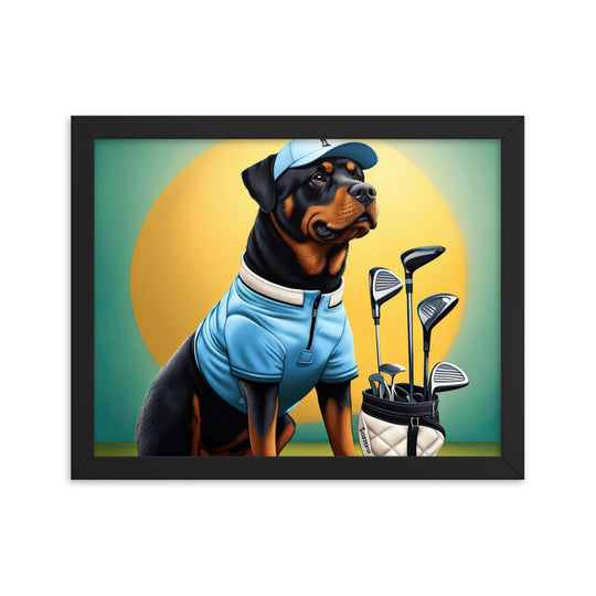 Rottweiler Golfer- Framed poster v2