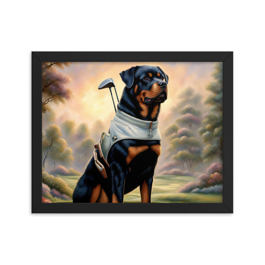 Rottweiler Golfer- Framed poster v3