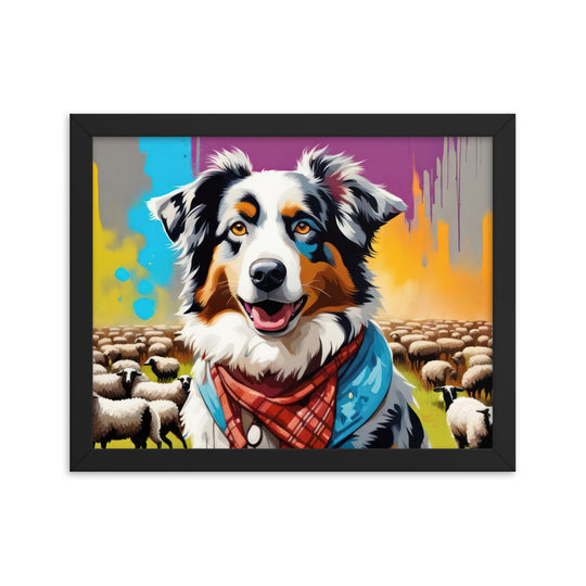 Australian Shepherd- Framed poster v3