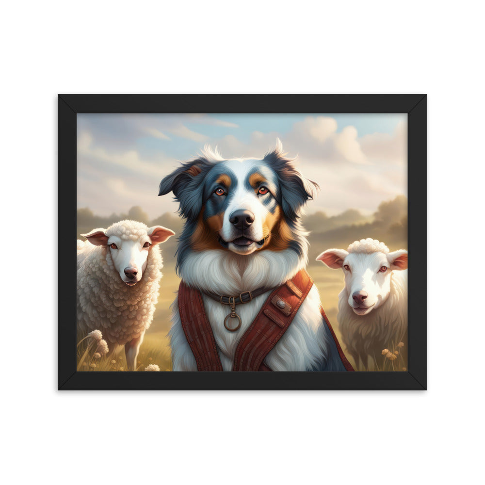 Australian Shepherd- Framed poster v4