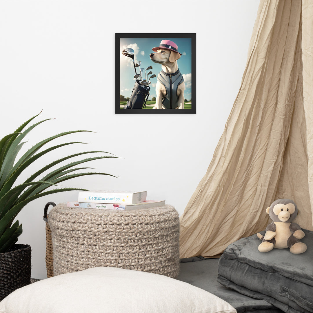 Framed poster-Labrador Retriever Golfer V4