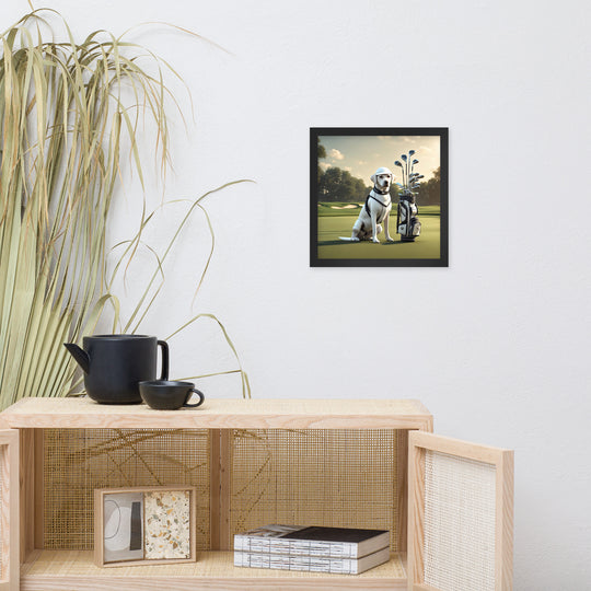 Framed poster-Labrador Retriever Golfer V6