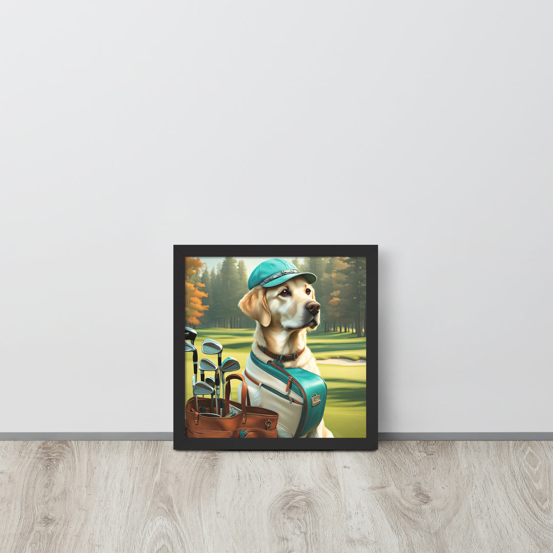 Framed poster-Labrador Retriever Golfer V10