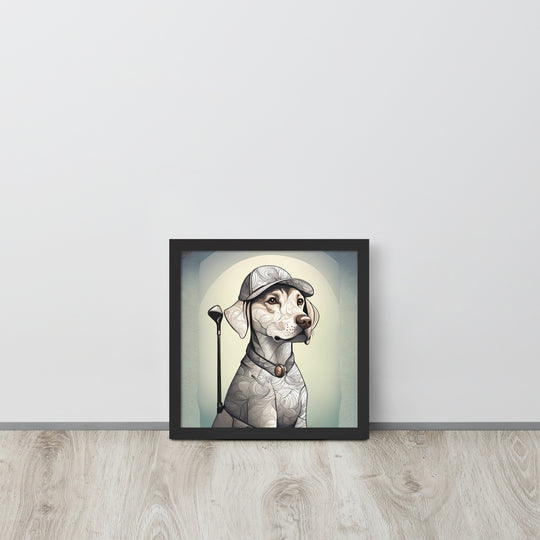 Framed poster-Labrador Retriever Golfer V22