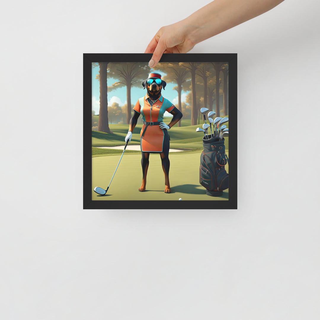 Rottweiler Golfer- Framed poster v4