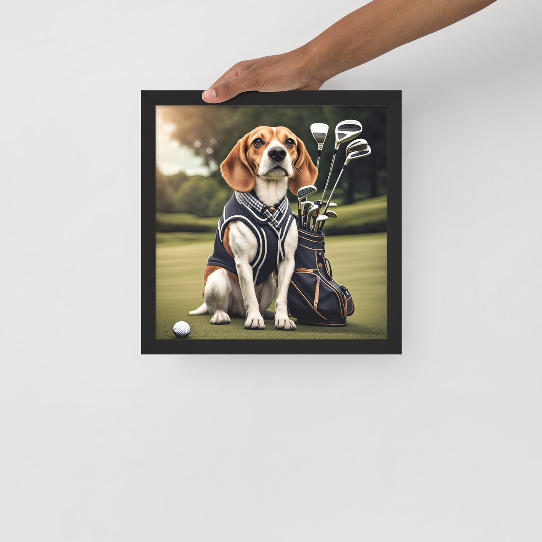 Beagle Golfer- Framed poster