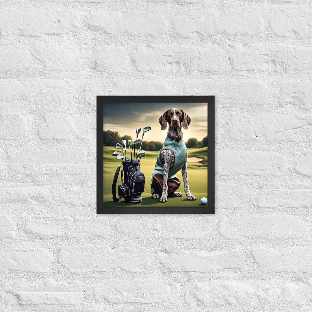 German Shorthaired Pointer Golfer- Framed poster v2