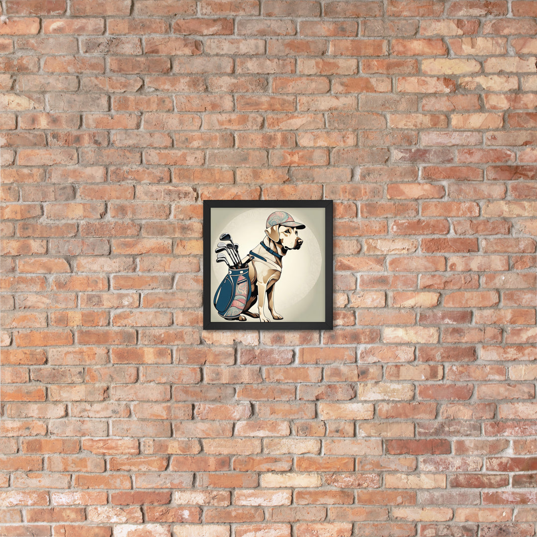 Framed poster-Labrador Retriever Golfer