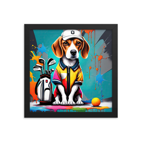 Beagle Golfer- Framed poster v4