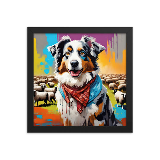 Australian Shepherd- Framed poster v3