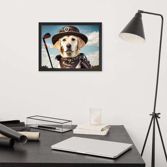 Framed poster-Labrador Retriever Golfer V20