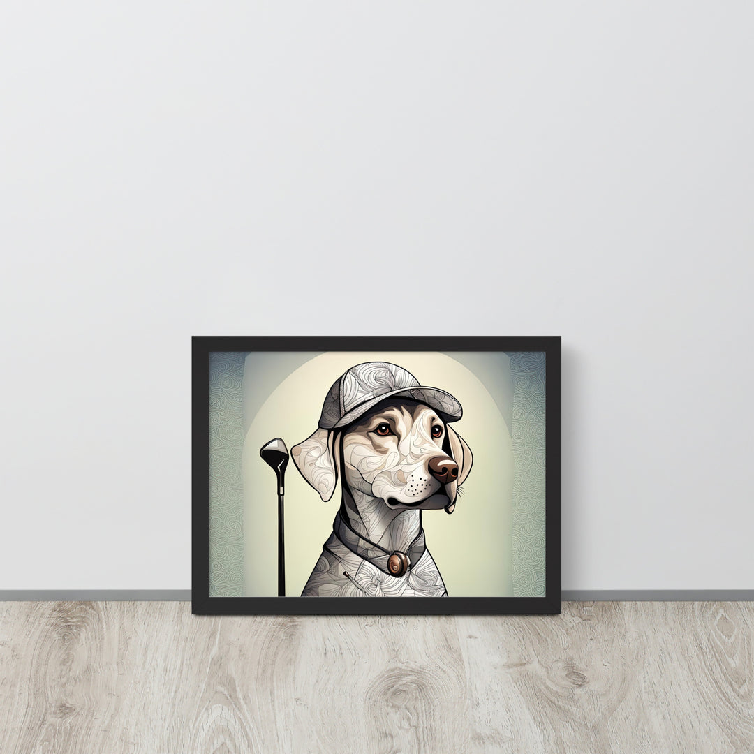 Framed poster-Labrador Retriever Golfer V22