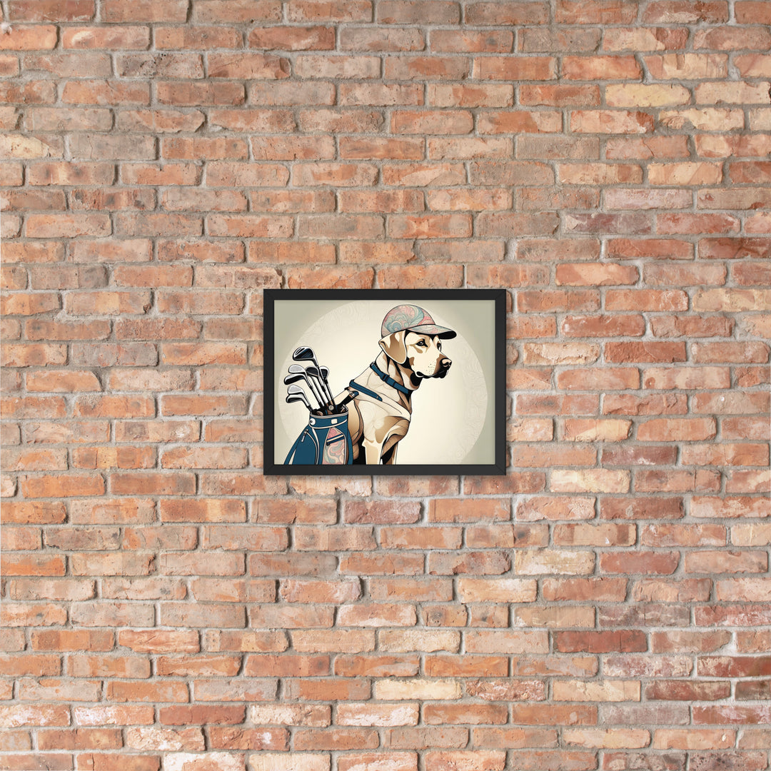 Framed poster-Labrador Retriever Golfer