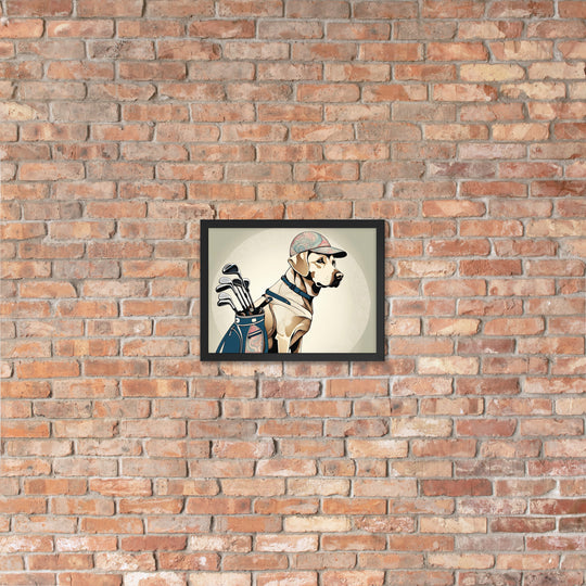 Framed poster-Labrador Retriever Golfer