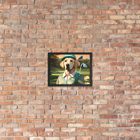 Framed poster-Labrador Retriever Golfer V14