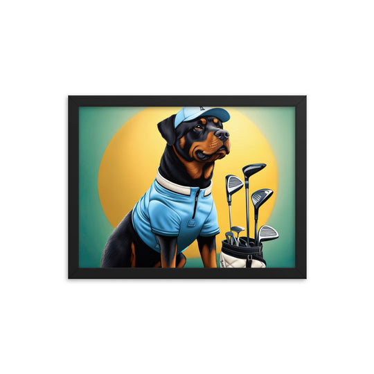 Rottweiler Golfer- Framed poster v2