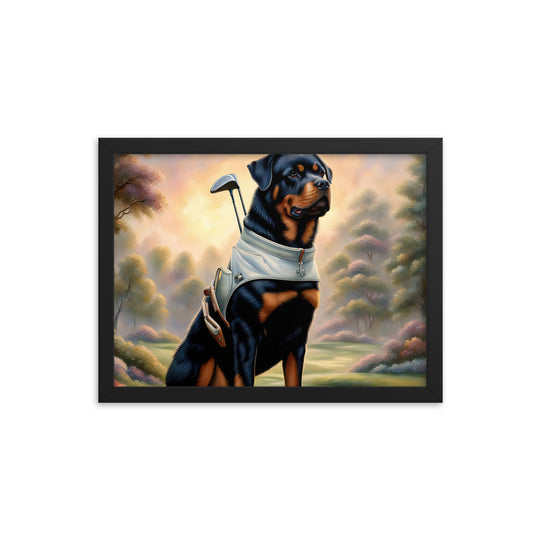 Rottweiler Golfer- Framed poster v3