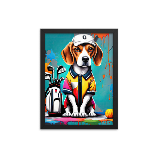 Beagle Golfer- Framed poster v4