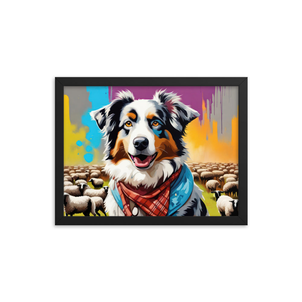 Australian Shepherd- Framed poster v3