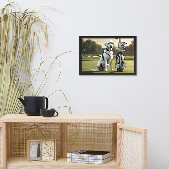 Framed poster-Labrador Retriever Golfer V6