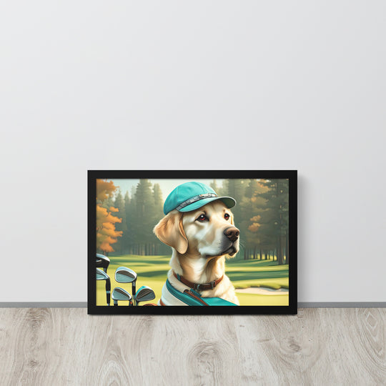 Framed poster-Labrador Retriever Golfer V10