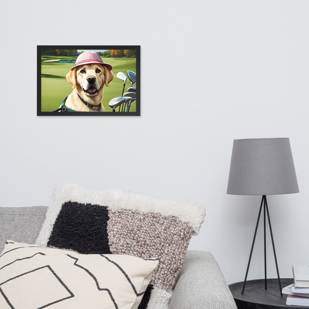 Framed poster-Labrador Retriever Golfer V19