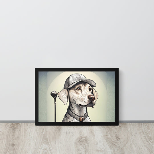 Framed poster-Labrador Retriever Golfer V22