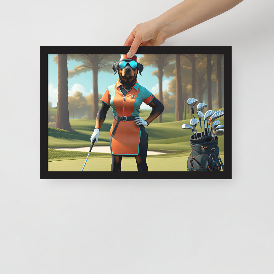 Rottweiler Golfer- Framed poster v4